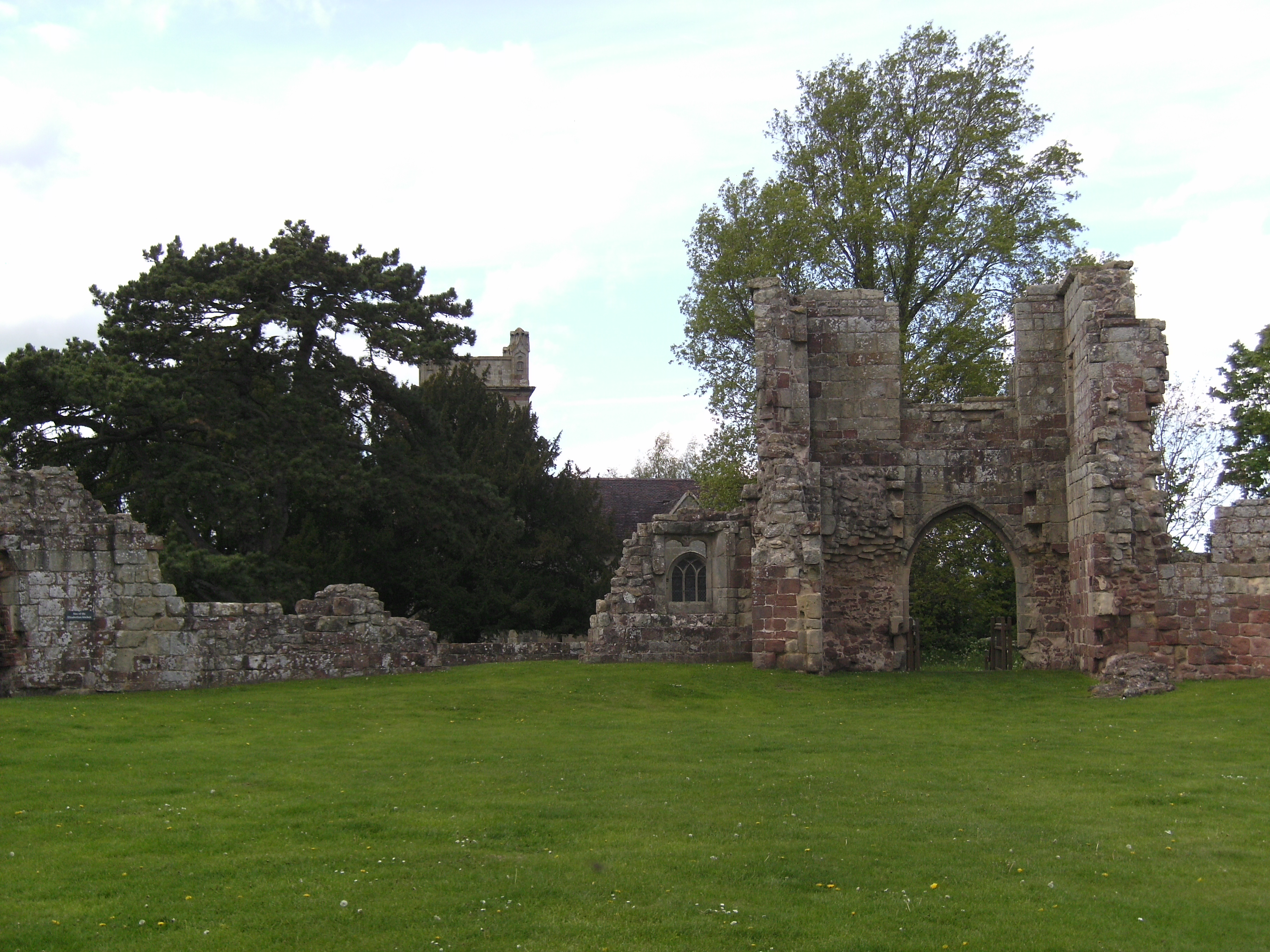 Moreton Corbet courtyard and church