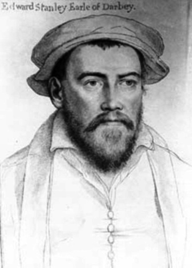 Drawn portrait of Edward Stanley, Earl of Derby