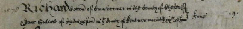 Marriage record of Richard Cotton and jane Suliard