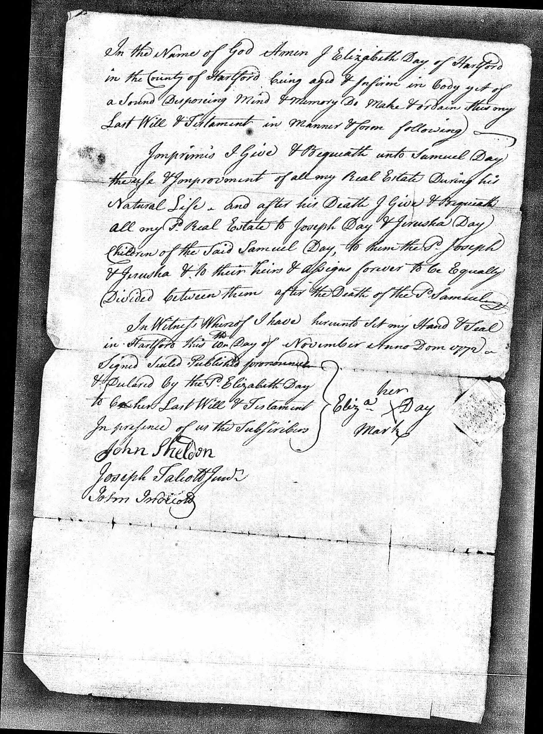 Elizabeth (Andrews) Day's will