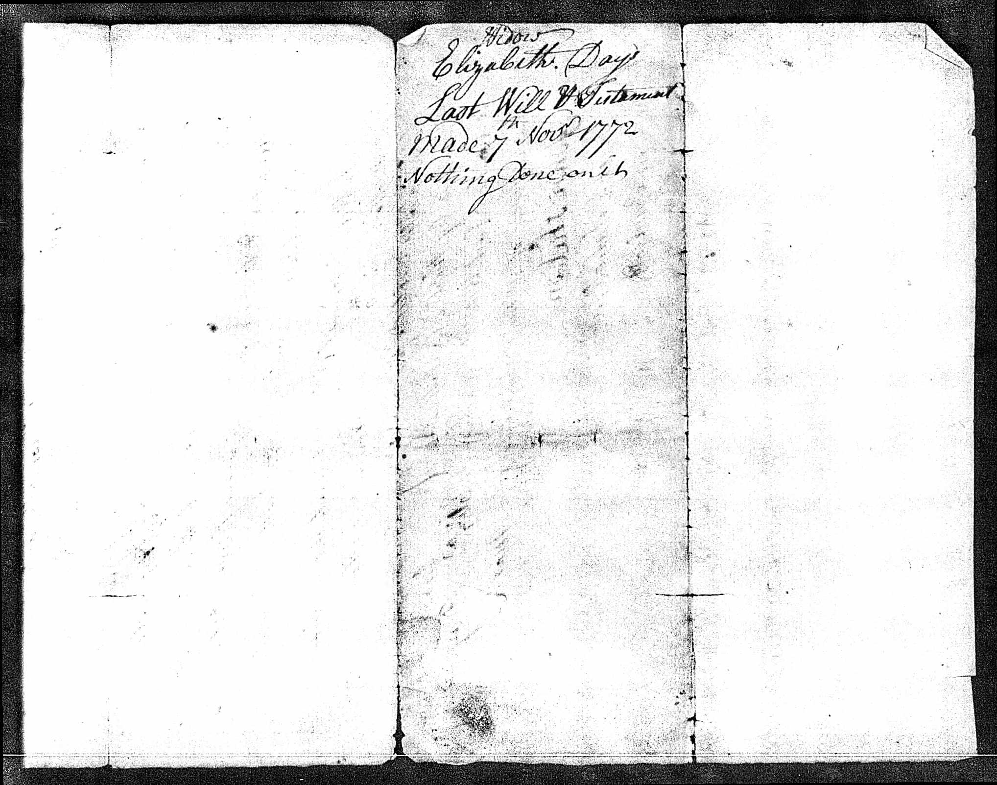 Reverse of Elizabeth (Andrews) Day's will