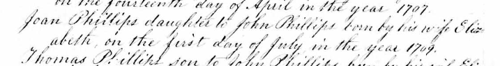 Birth records of Joan Phillips