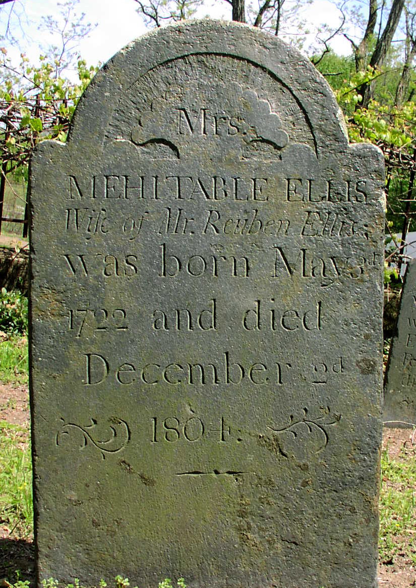 Gravestone of Mehitable (Scott) Ellis