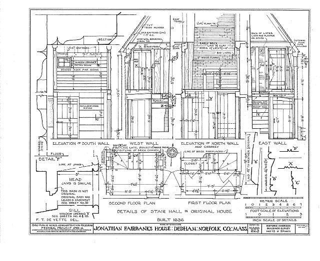 Diagram of the stair hall in the original portion of the Fairbanks House