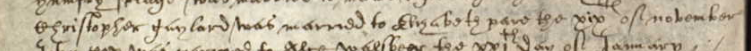 Marriage record of Christopher Gaylard and Elizabeth Pare