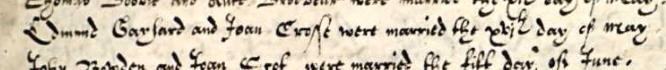 Marriage record of Edmond Gaylard and Joan Crosse
