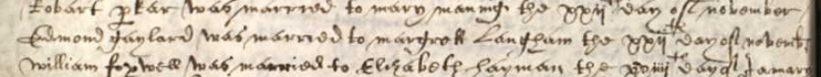 Marriage record of Edmond Gaylard and Margrett Langham