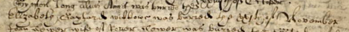 Burial record of Elizabeth Gaylard