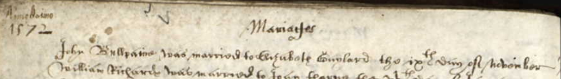 Marriage record of John Bullpaine and Elizabeth Gaylard