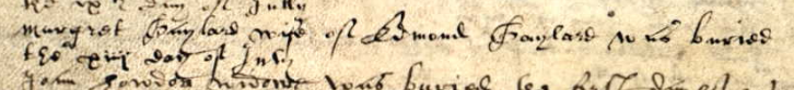 Burial record of Margaret Gaylard