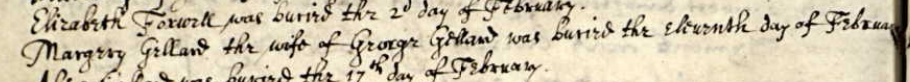 Burial record of Margery Gellard