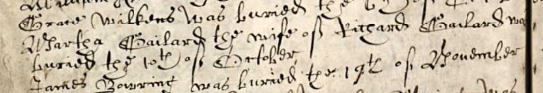 Burial record of Martha Gailard