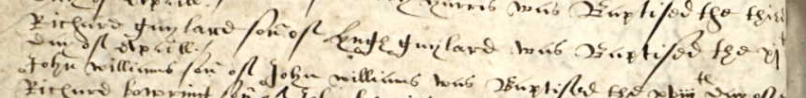 Christening record of Richard Gaylard