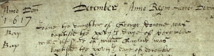 Baptism record of William Gaylard