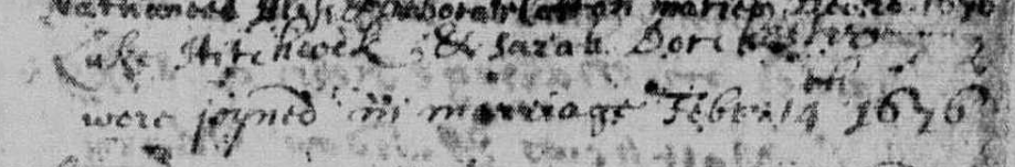 Marriage record of Luke Hitchcock and Sarah (Burt) Dorchester