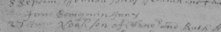 Birth record of Benjamin Janes