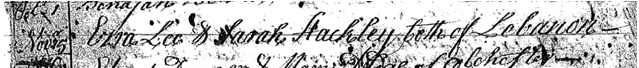 Marriage record of Ezra Lee and Sarah Hackley