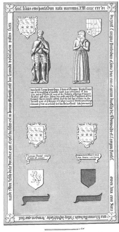 Monumental brass of George and Jahne Pontesbury
