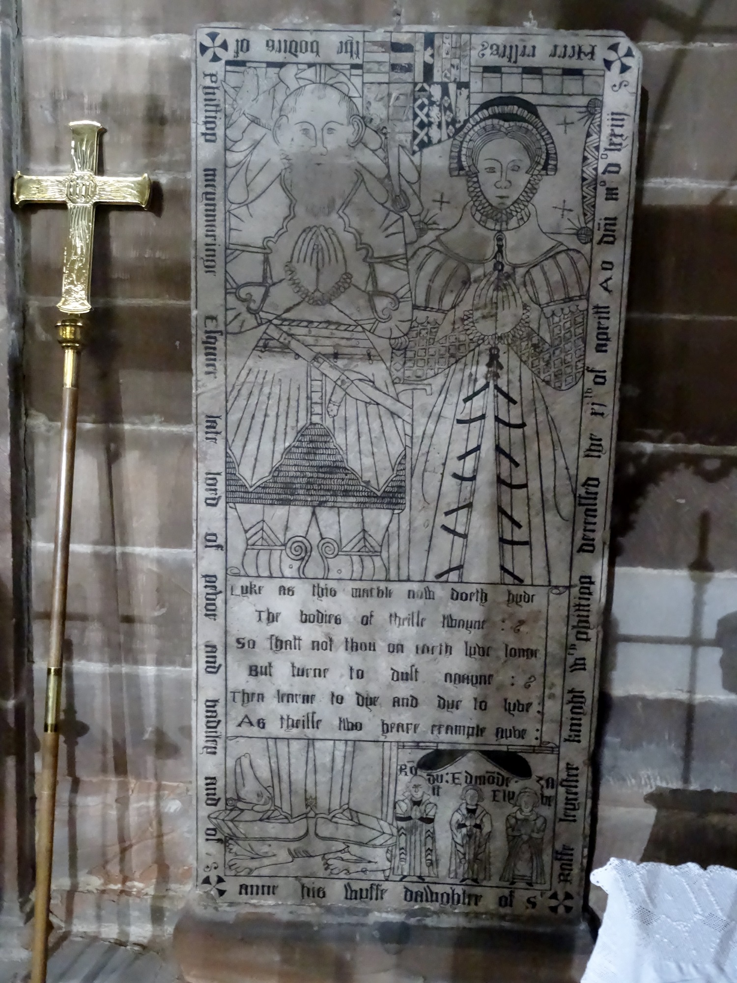 Memorial plaque of Philip and Anne (Leycester) Mainwaring