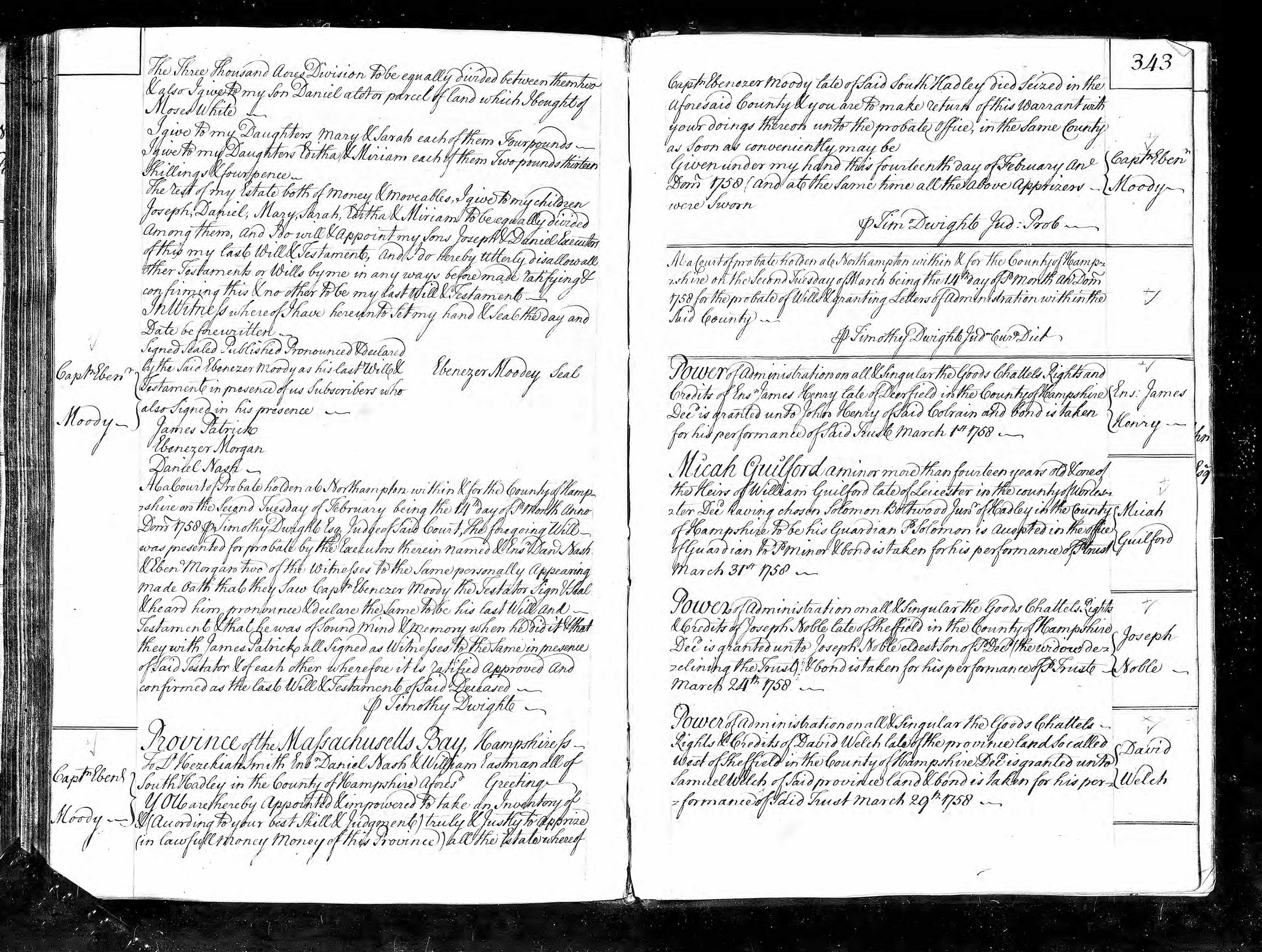 Will of Ebenezer Moody, part 2 of 2