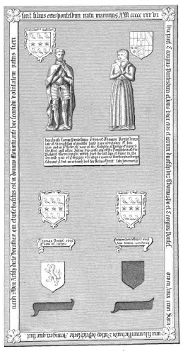 Monumental brass of George and Jane (Lacon) Pontesbury