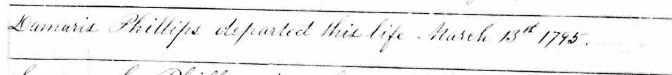 Death record of Damaris Phillips