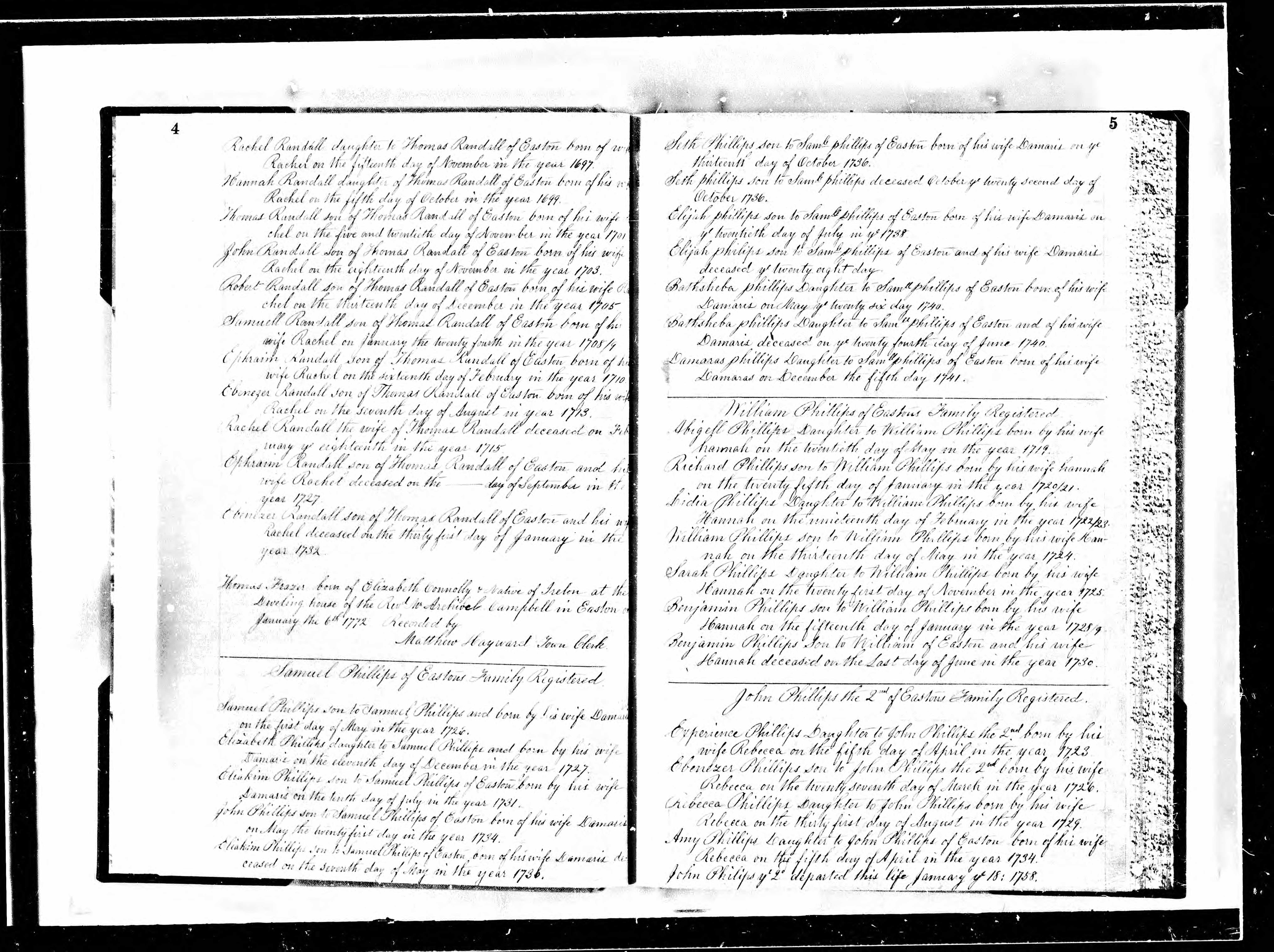 Samuel, William and John Jr.'s families registered