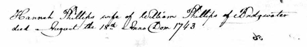 Death record of Hannah Phillips