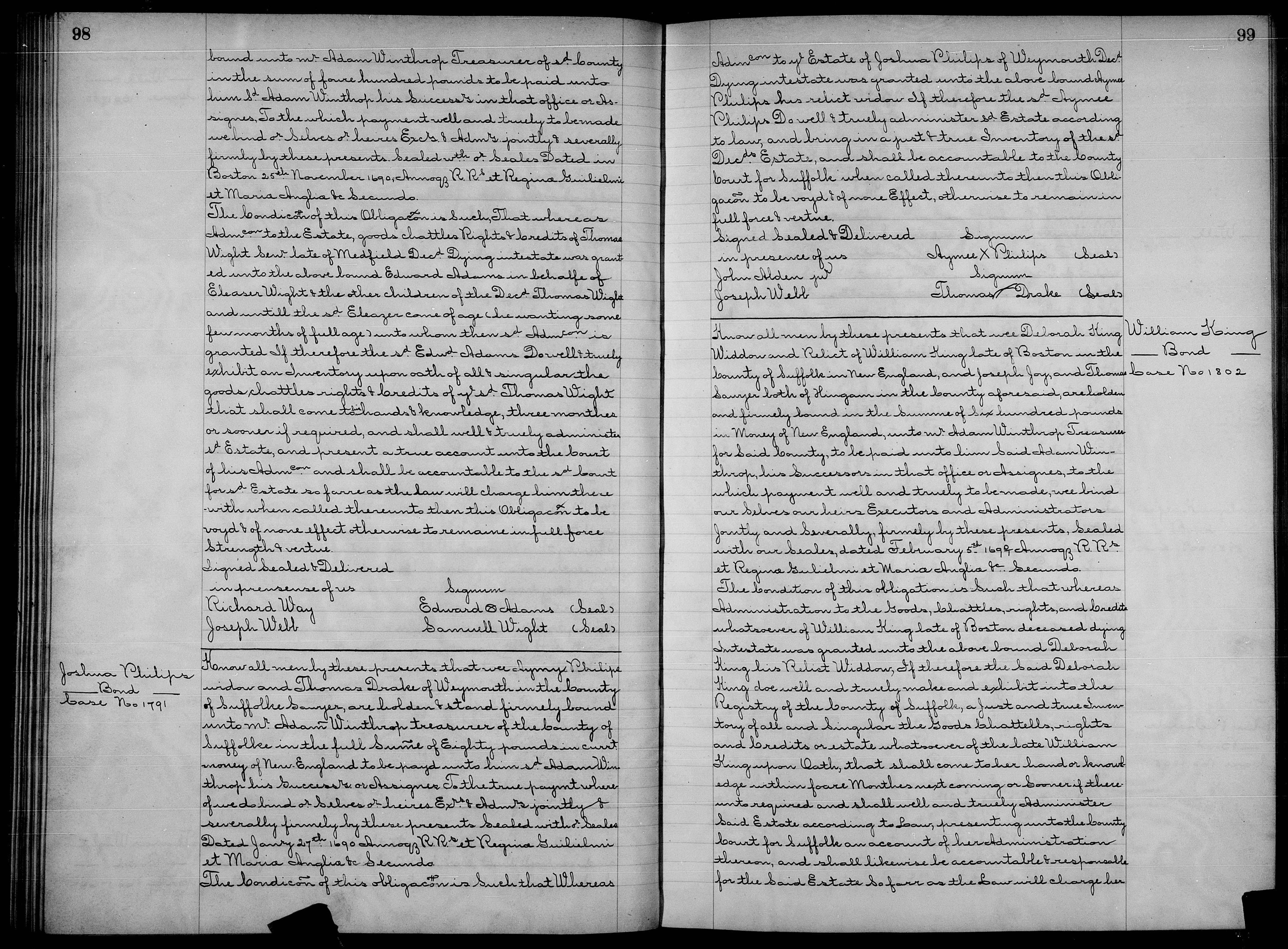 Administration papers of Joshua Phillips