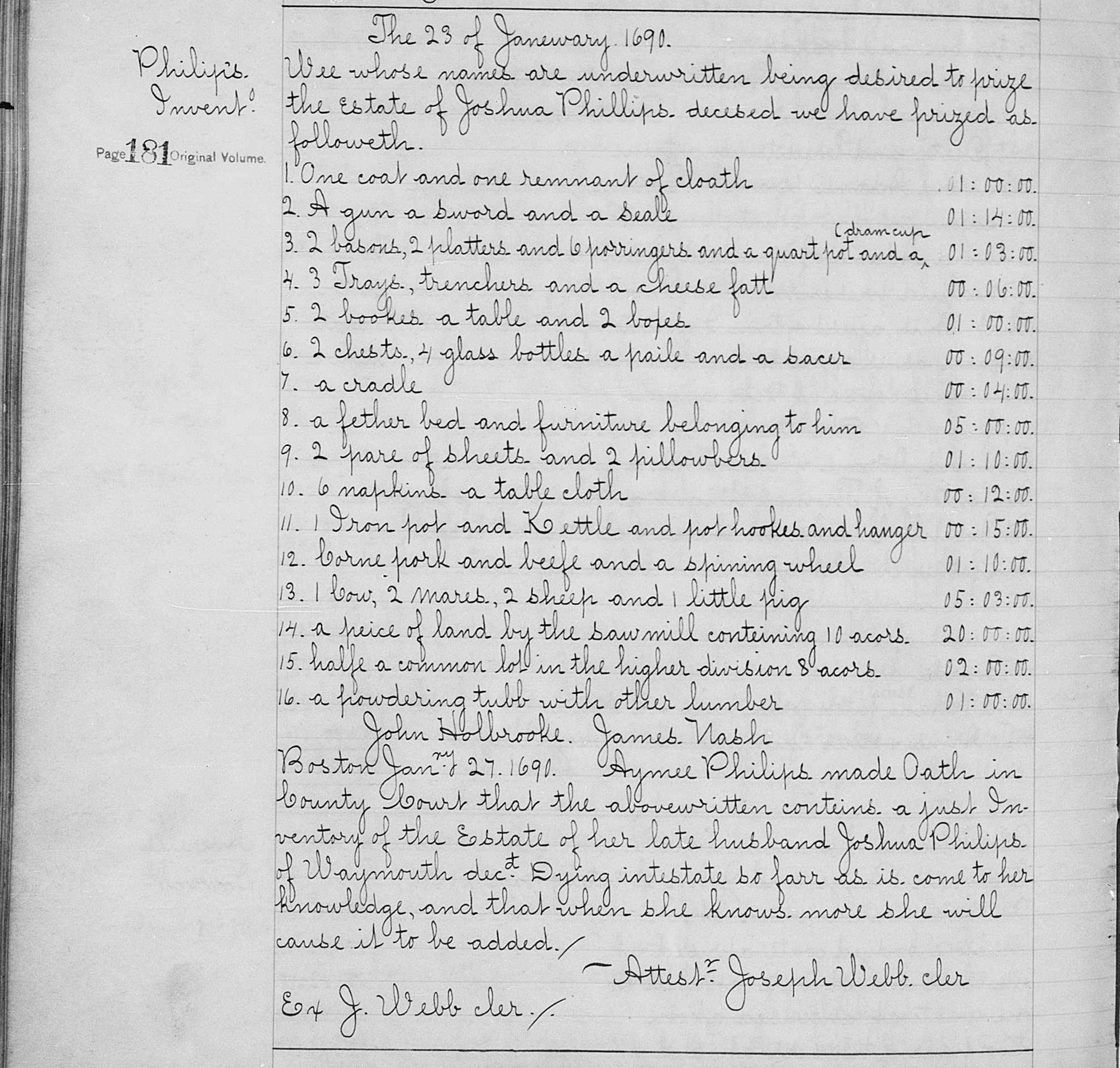 Inventory of Joshua Phillips