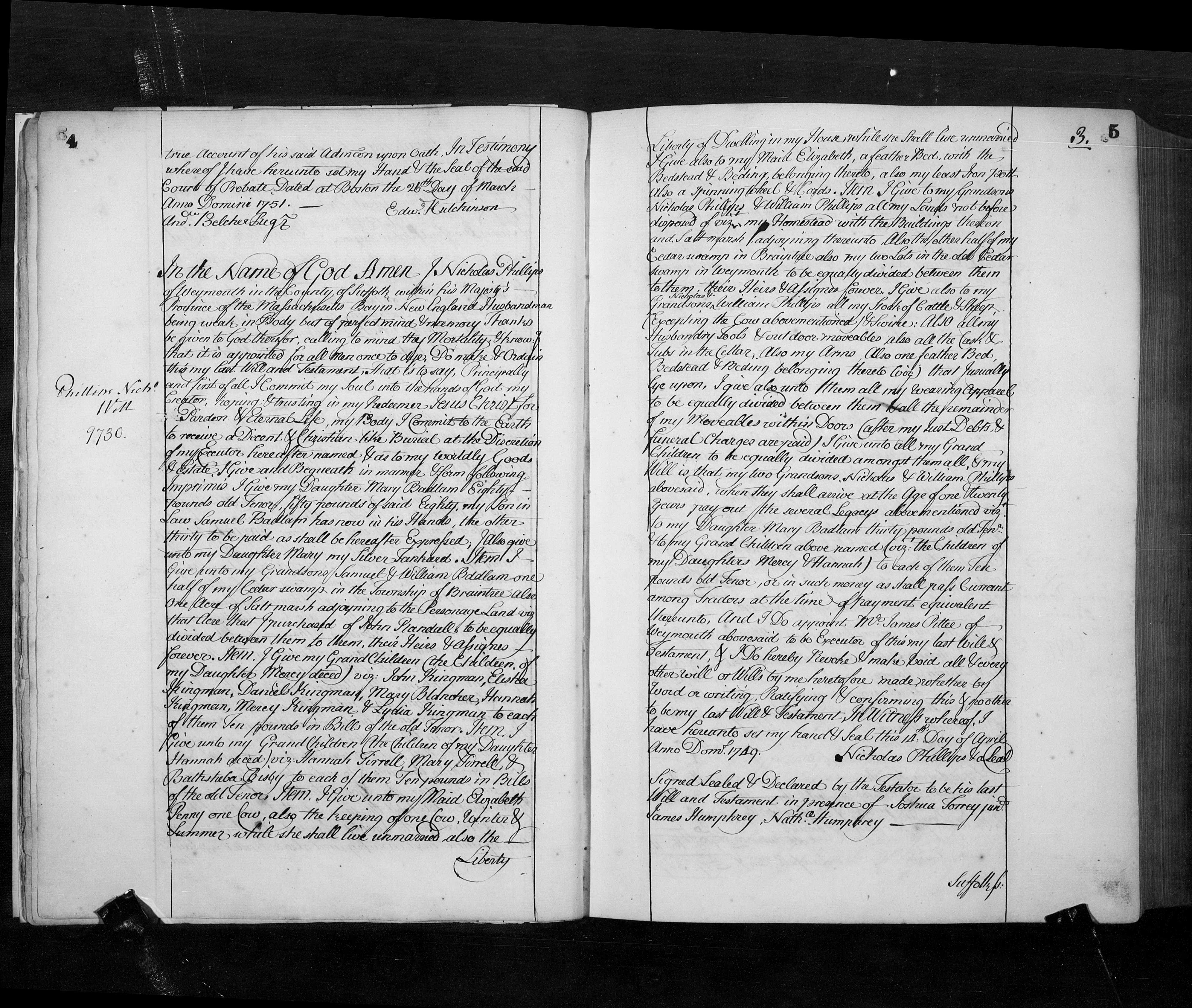 Will of Nicholas Phillips, pages 1-2