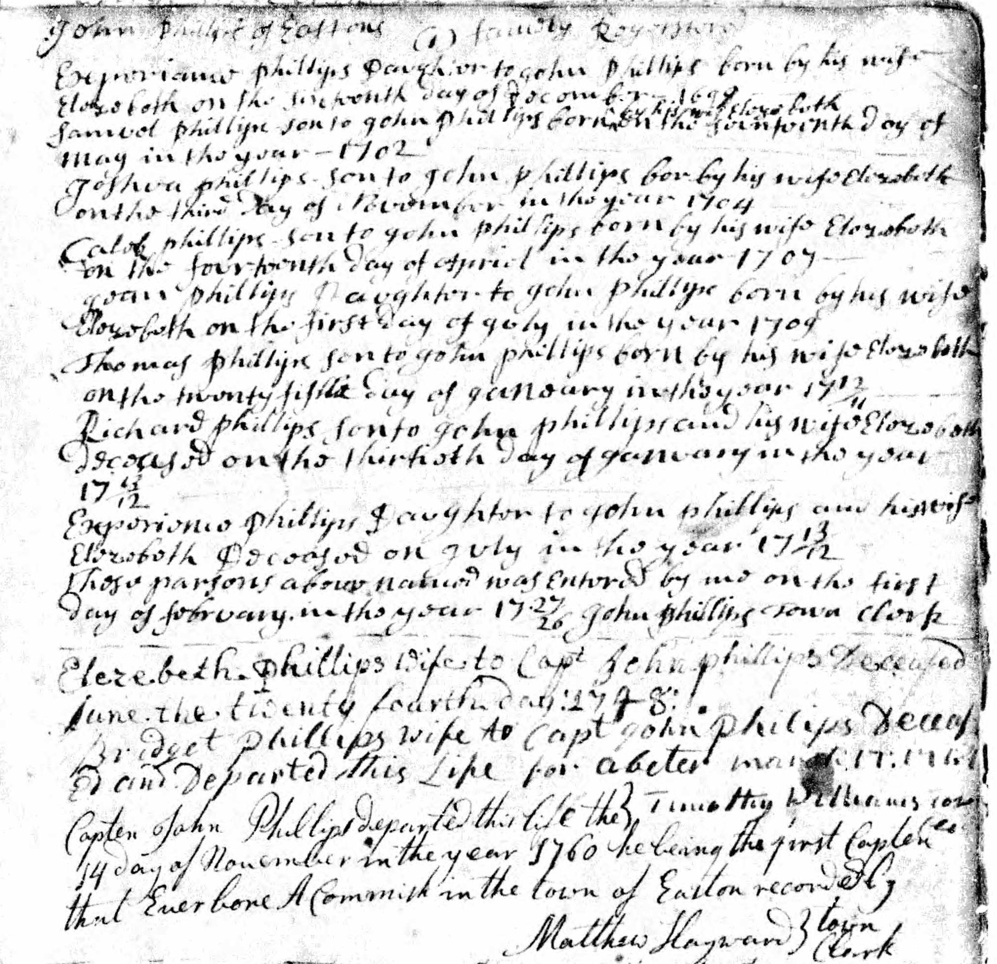 John Phillips's family registered