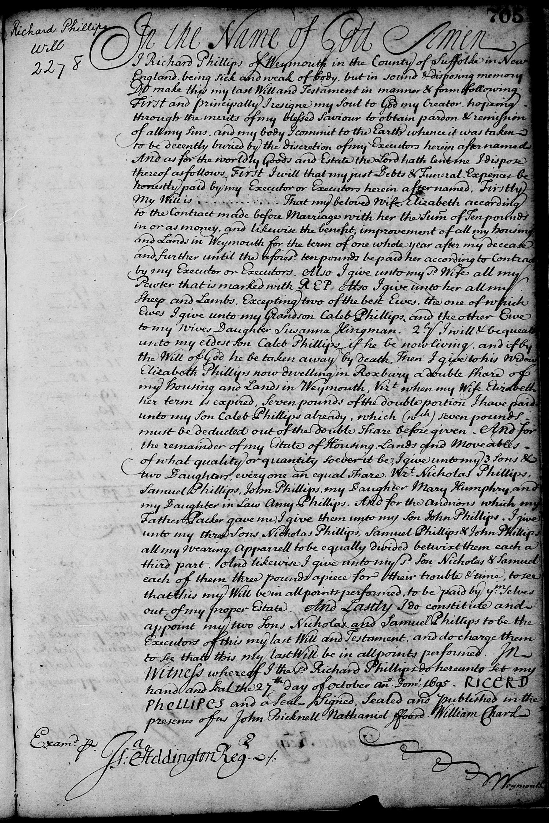 Will of Richard Phillips