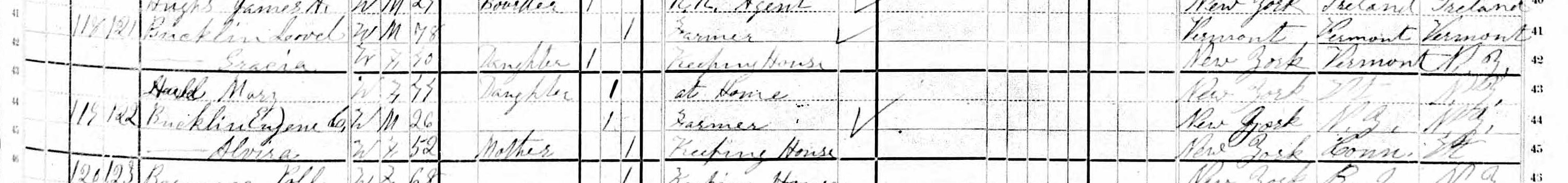 Household of Lovel Bucklin in 1880
