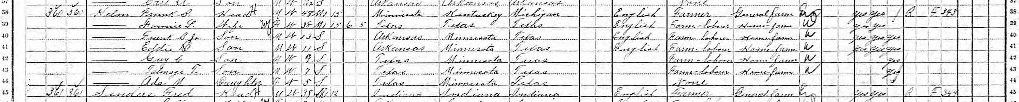 Household of Frank B. Helm in 1910