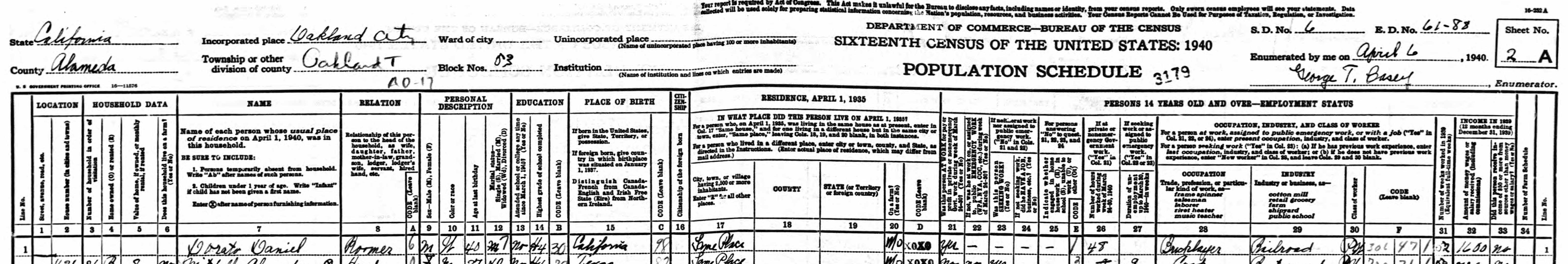 Household of William Boyd in 1940, continued
