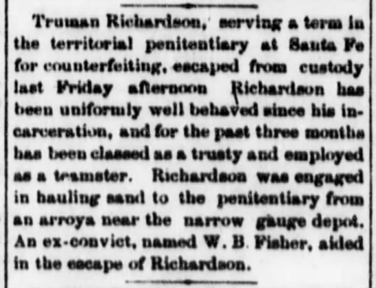 Article on the escape of “Truman” Richardson