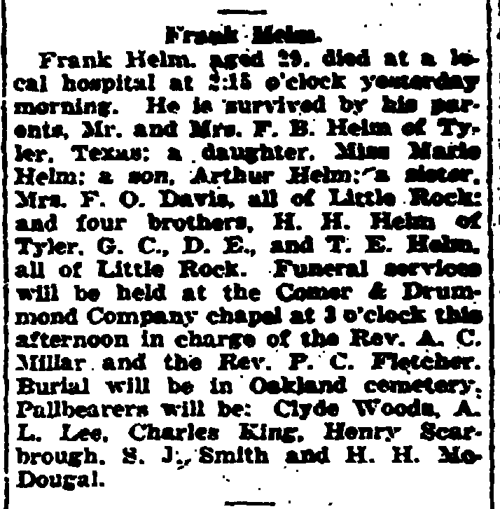 Obituary of Frank Helm