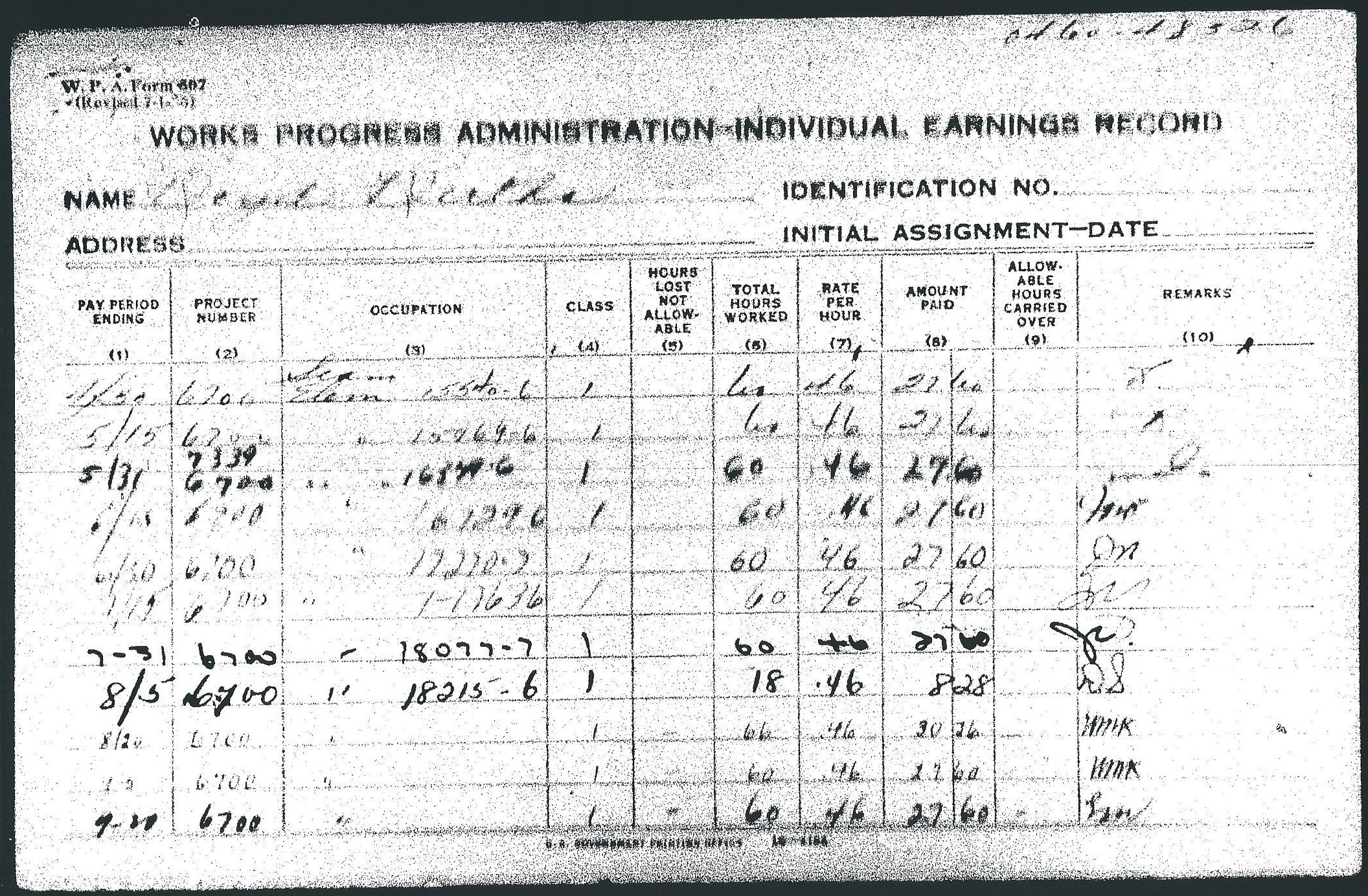 Individual earnings record for Bertha Boyd