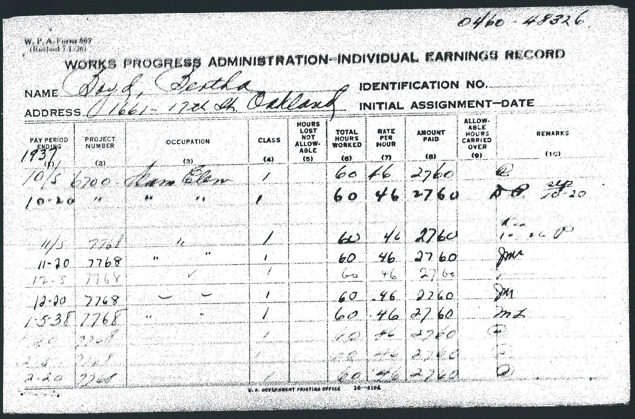 Individual earnings record for Bertha Boyd