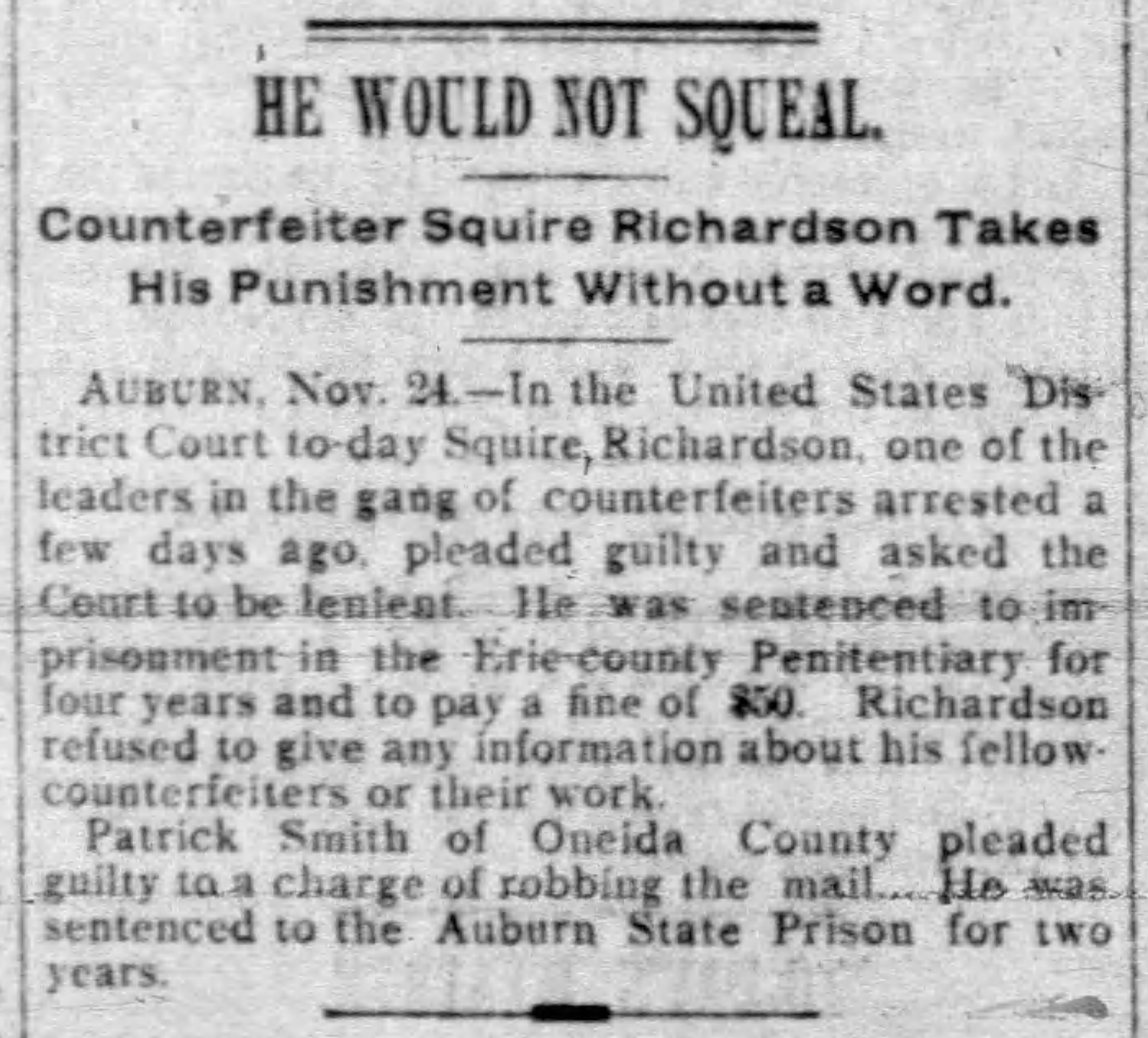 Article on Squire's sentence of four years