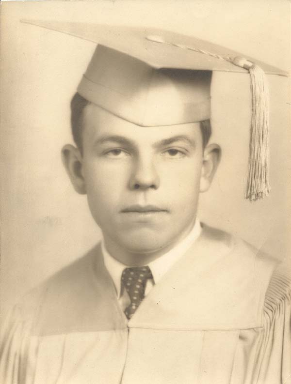 Frank wearing a cap and gown