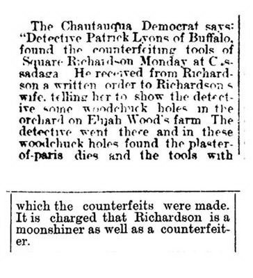 Article on the finding of Squire's counterfeiting tools
