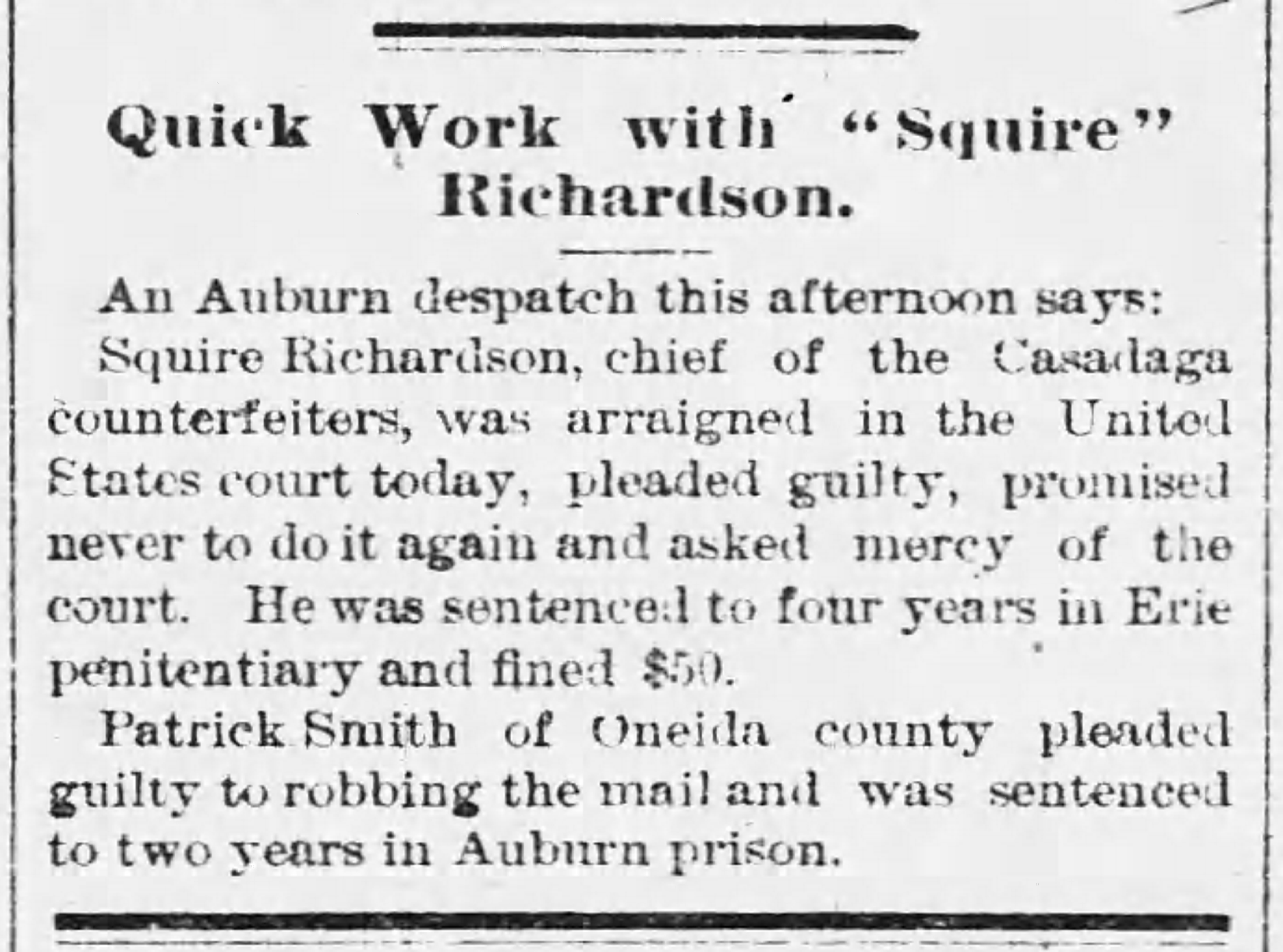 Article on the Squire's sentencing