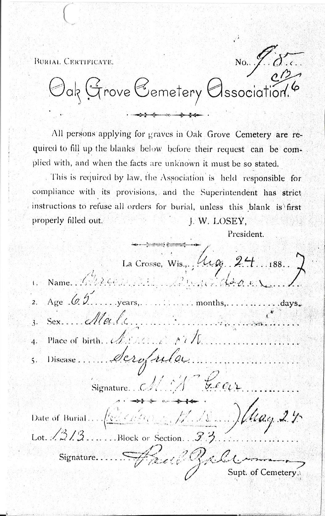 Cemetery record for Freeman Richardson