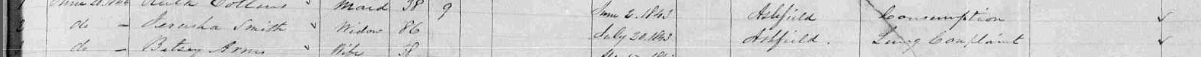 Close-up of Jerusha's death record