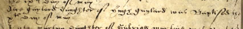 Christening record of Alice Gaylard