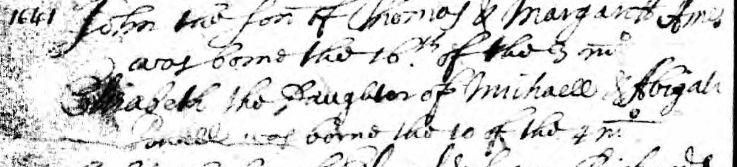 Birth record of Elizabeth Powell