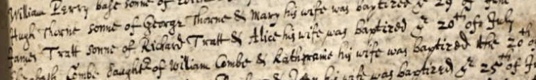 Christening record of James Tratt