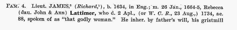 James Treat in Families of Ancient Wethersfield, part 1 of 2